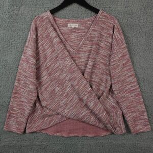Lou & Grey for LOFT Sweater Womens Large Pink Space Dye Twist Front Tweed Knit